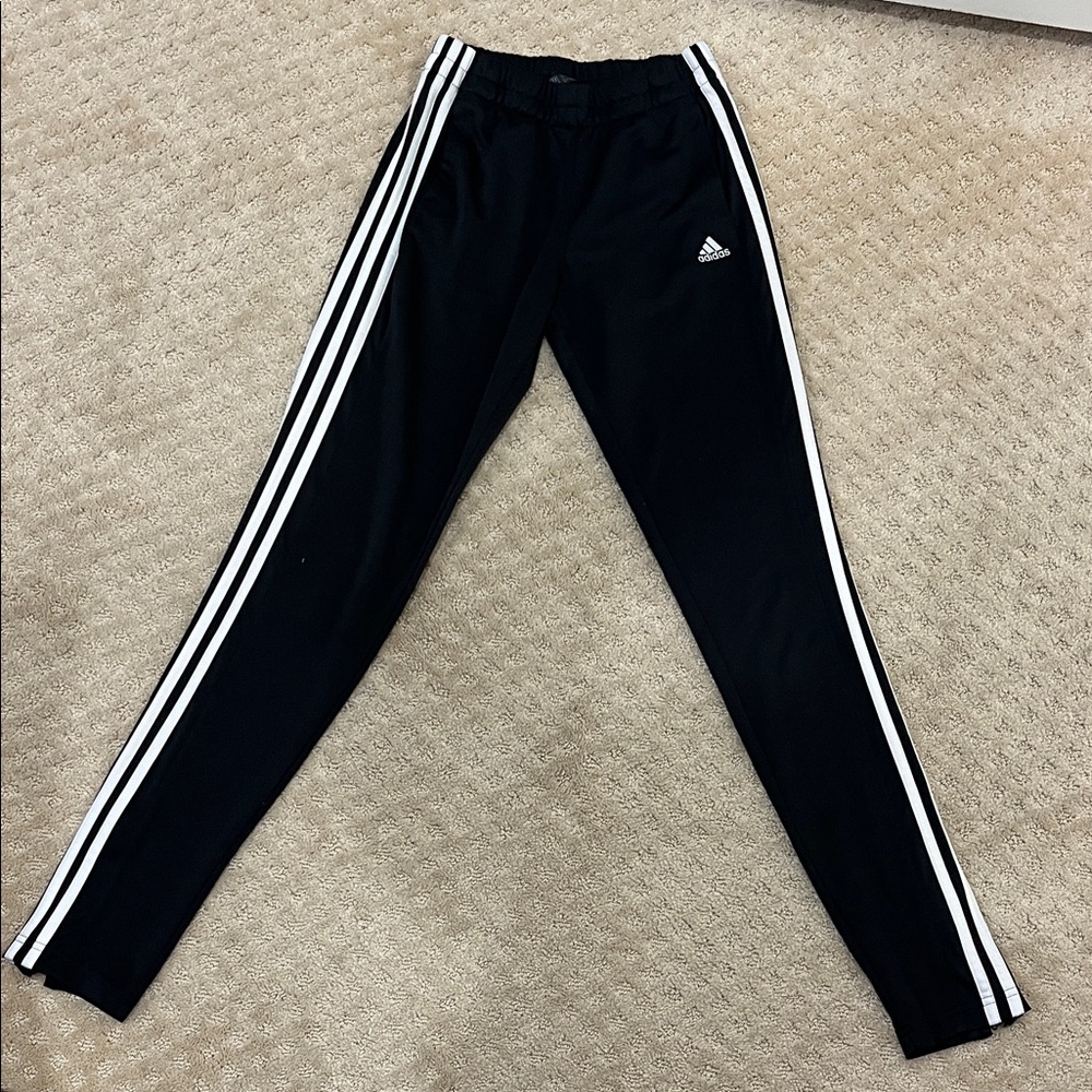 Adidas women’s XS Black Joggers with White Stripes